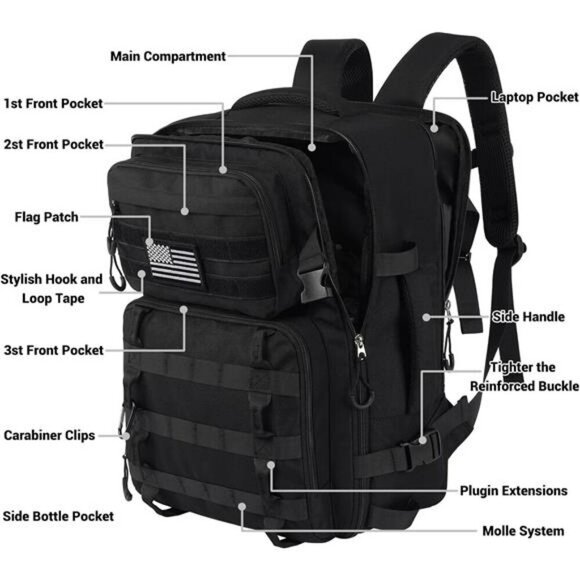 25L Tactical Backpack Military Molle Bug Out Bag Hiking Camping Travel Gear - Picture 2 of 8